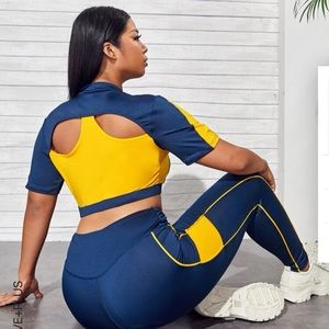 Plus Elastic Color Block Tee and Leggings